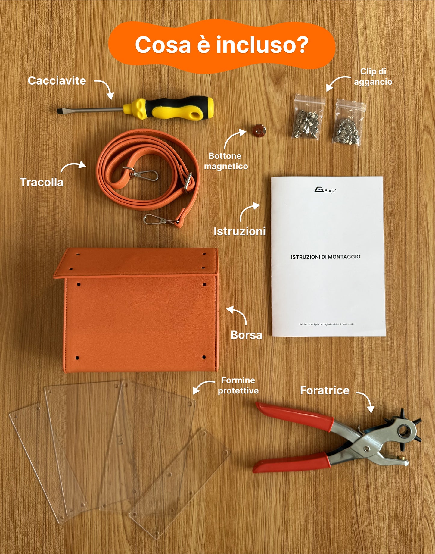 Kit borsa rettangolo - MARRONE